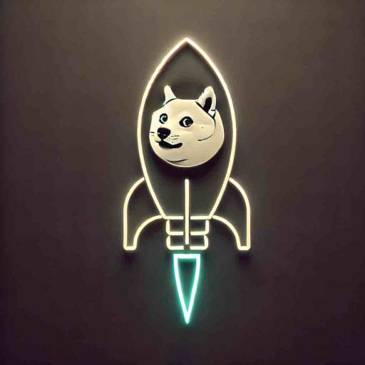 Rocket with Dogecoin mascot 